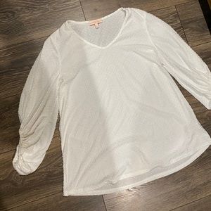 White Bubble Sleeve Blouse